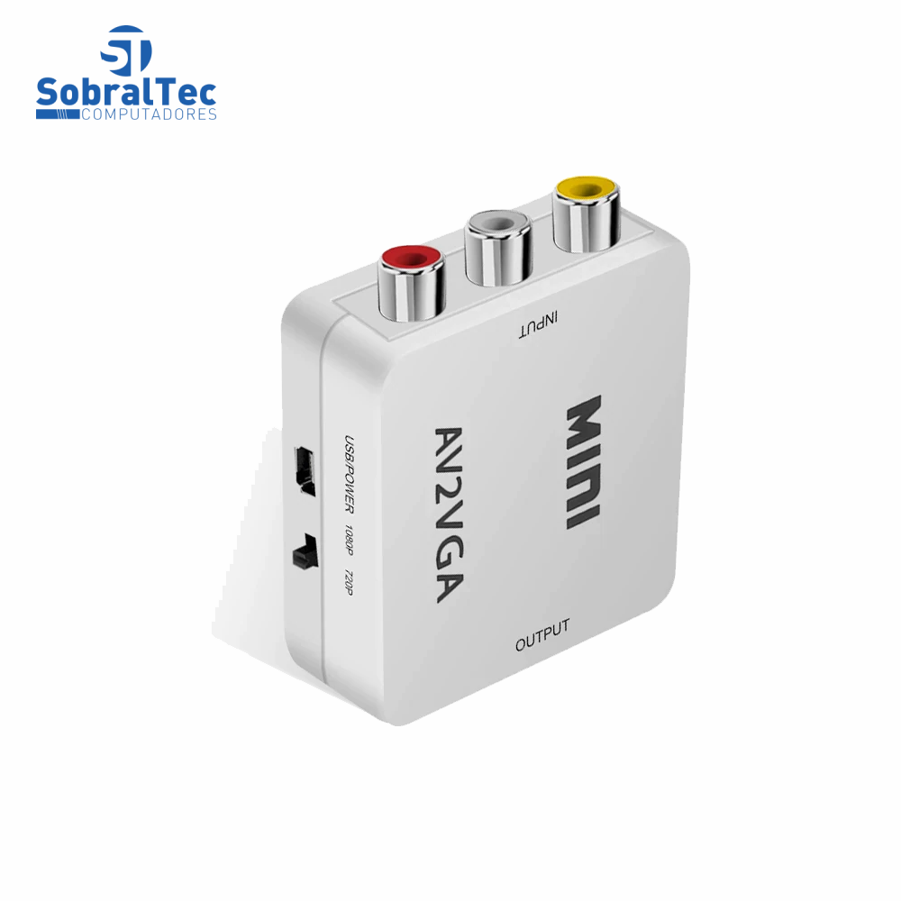 Mini Conversor De Vídeo Av Para Vga Com Áudio 3.5Mm Hd 720p 1080p Kebidu J-03-02